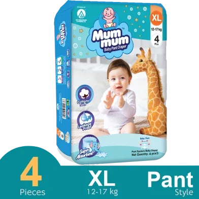 Mum Mum Pant System Baby Diaper (XL Size) (12-17 kg) (4 Pcs) - Rokomari product